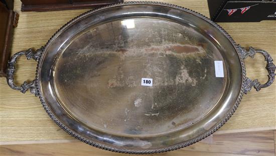 An oval silver plated tray
